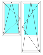 Балконный блок с поворотно-откидным окном 3-х камерный профиль Exprof 58 мм, стеклопакет два стекла 1807
