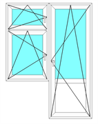 Балконный блок с поворотно-откидным окном и форточкой 3-х камерный профиль Exprof 58 мм, стеклопакет два стекла 1810