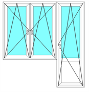 Балконный блок с двумя поворотно-откидными створками 3-х камерный профиль Exprof 58 мм, стеклопакет три стекла 1851