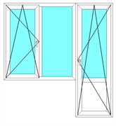 Балконный блок с поворотно-откидным окном 3-х камерный профиль Exprof 58 мм, стеклопакет два стекла 1823