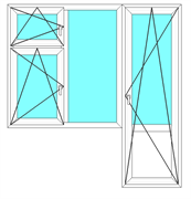 Балконный блок с поворотно-откидным окном и форточкой 3-х камерный профиль Exprof 58 мм, стеклопакет два стекла 1830
